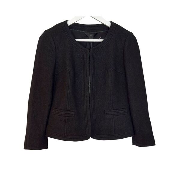 Banana Republic NWT black boucle collarless blazer size 4 - Picture 1 of 12